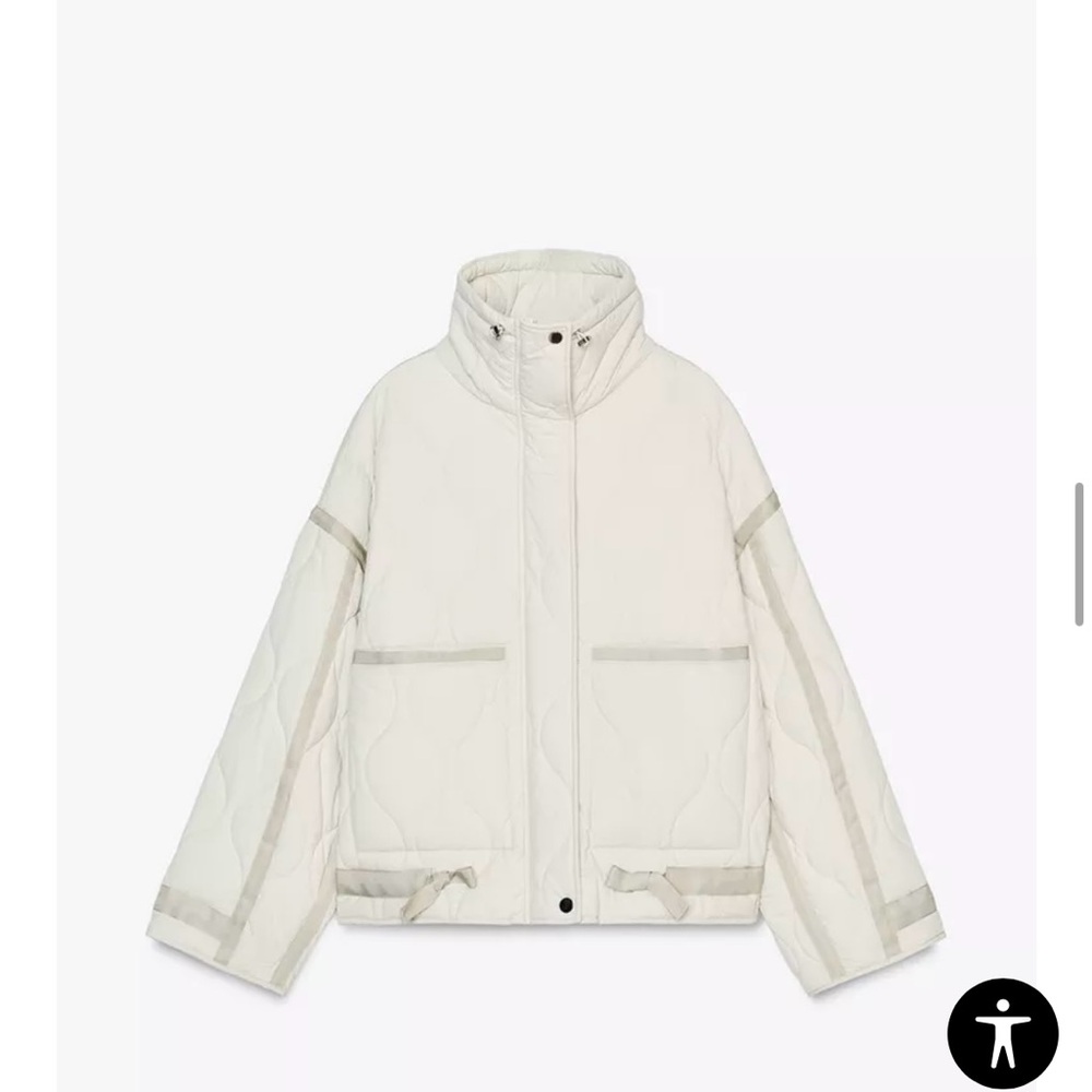 Zara quilted water repellent jacket in cream